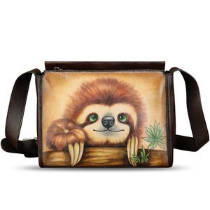 Stylish Genuine Textured Crossbody Satchel For Hand Painted Textured Handmade
